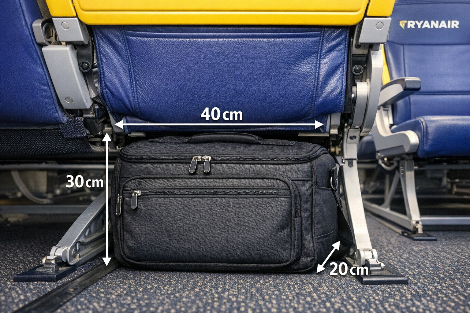 Sac cabine Ryanair 40x30x20 compatible sous le siège