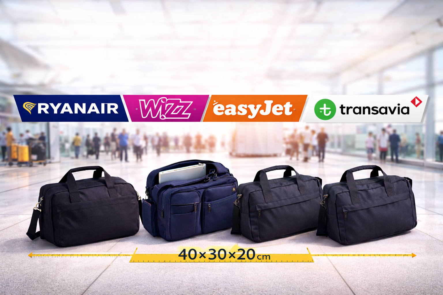 Comparatif dimensions bagage cabine low cost Europe 2026 sous siège avion