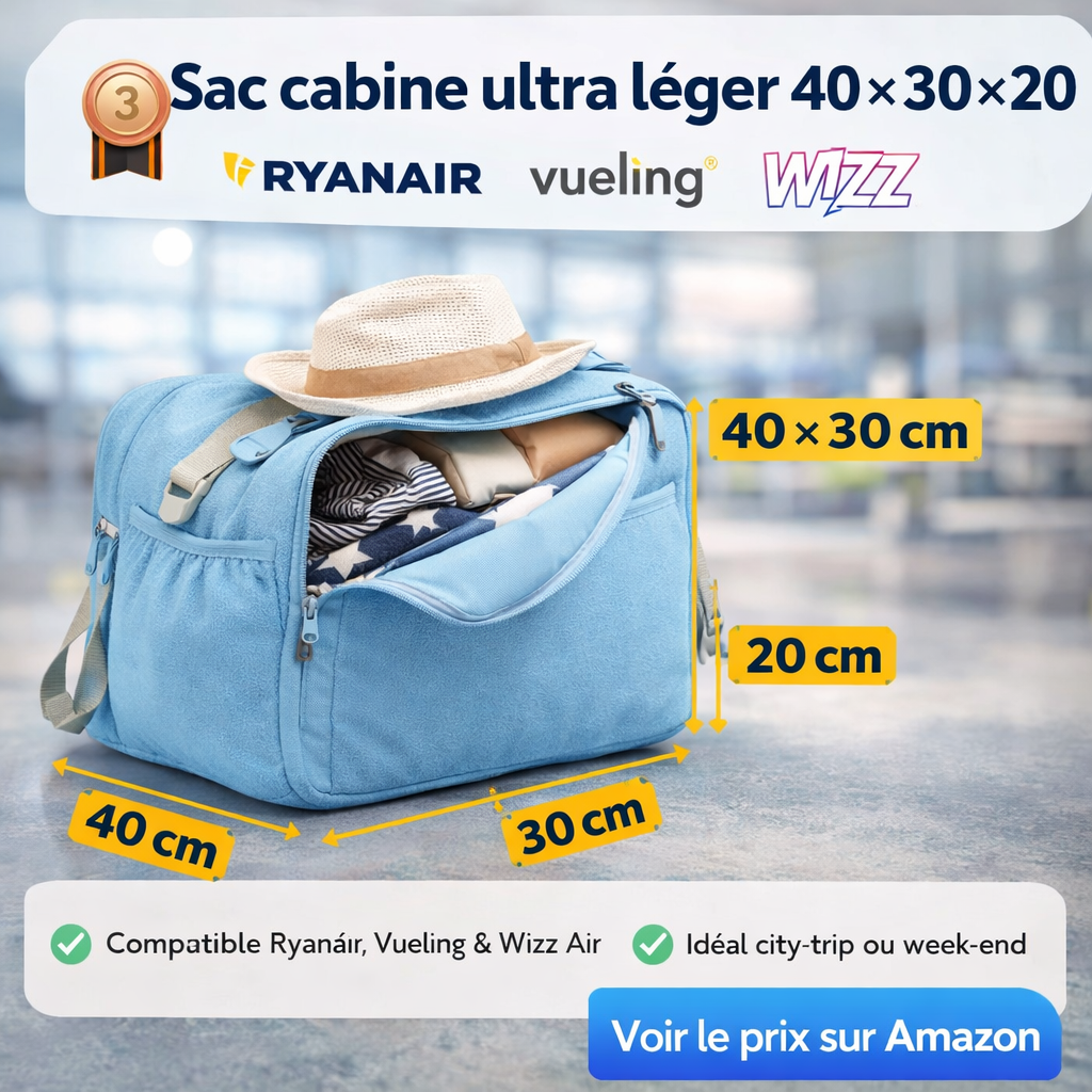 sac cabine 40x30x20 leger week end avion