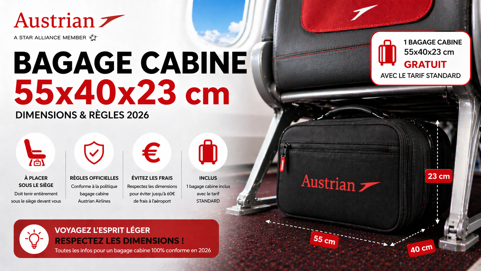 Réglementation bagage cabine Austrian Airlines 2026
