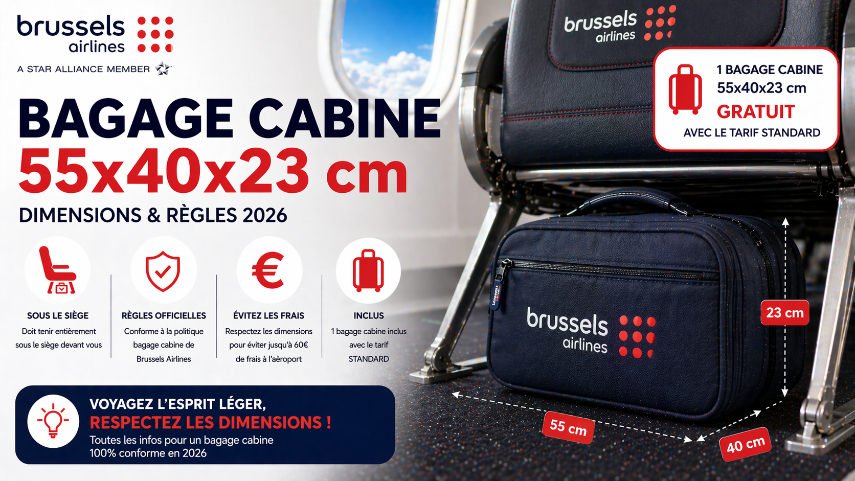Dimensions bagage cabine Brussels Airlines 2026