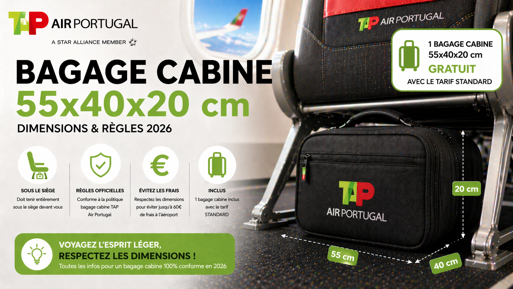 Réglementation bagage cabine TAP Air Portugal 2026