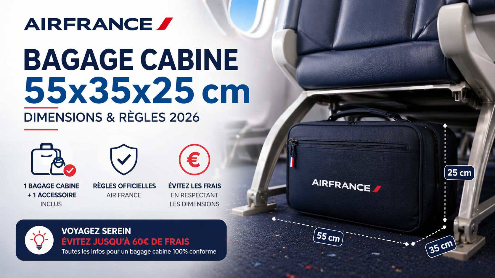 Réglementation bagage cabine Air France 55x35x25