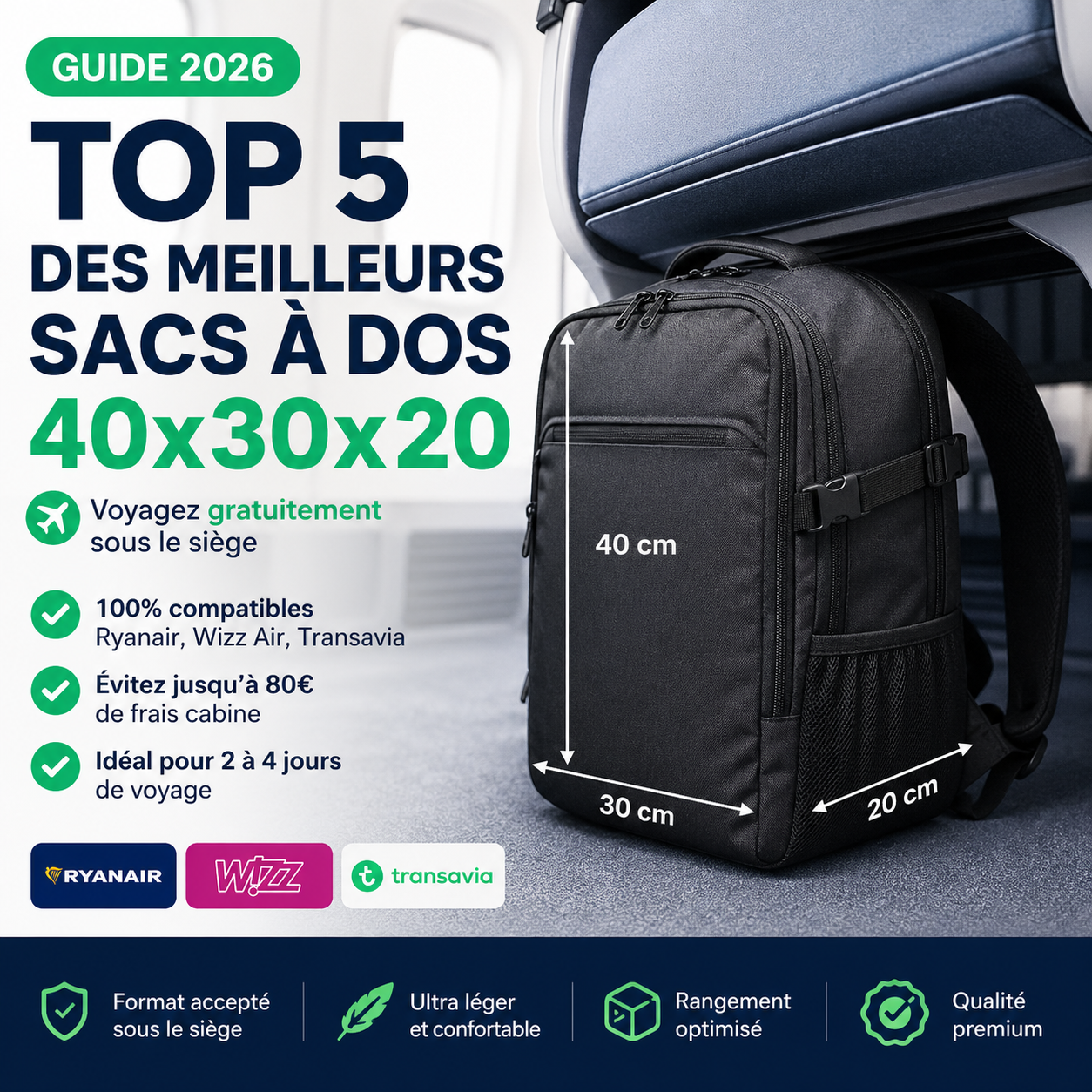 Comparatif sac cabine 40x30x20