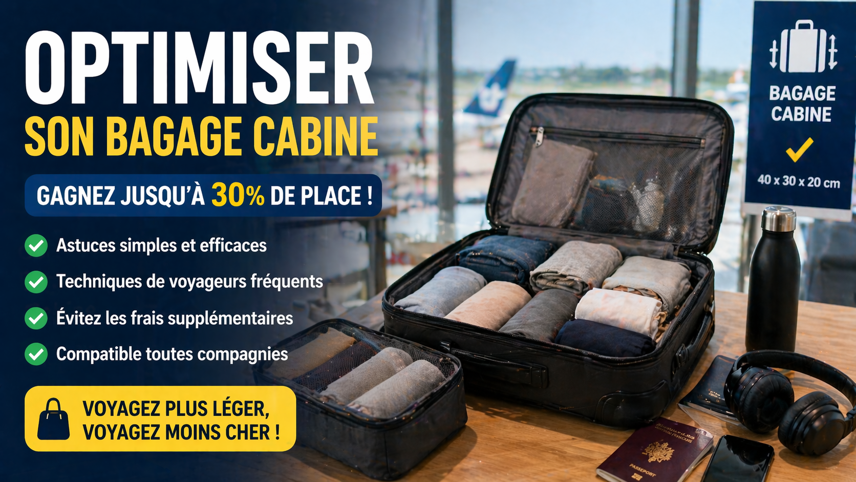 optimiser bagage cabine avion gain de place rangement valise cabine 2026