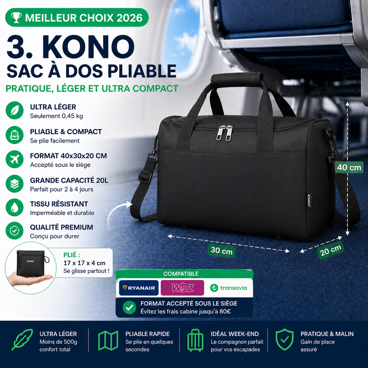 Sac cabine pliable ryanair